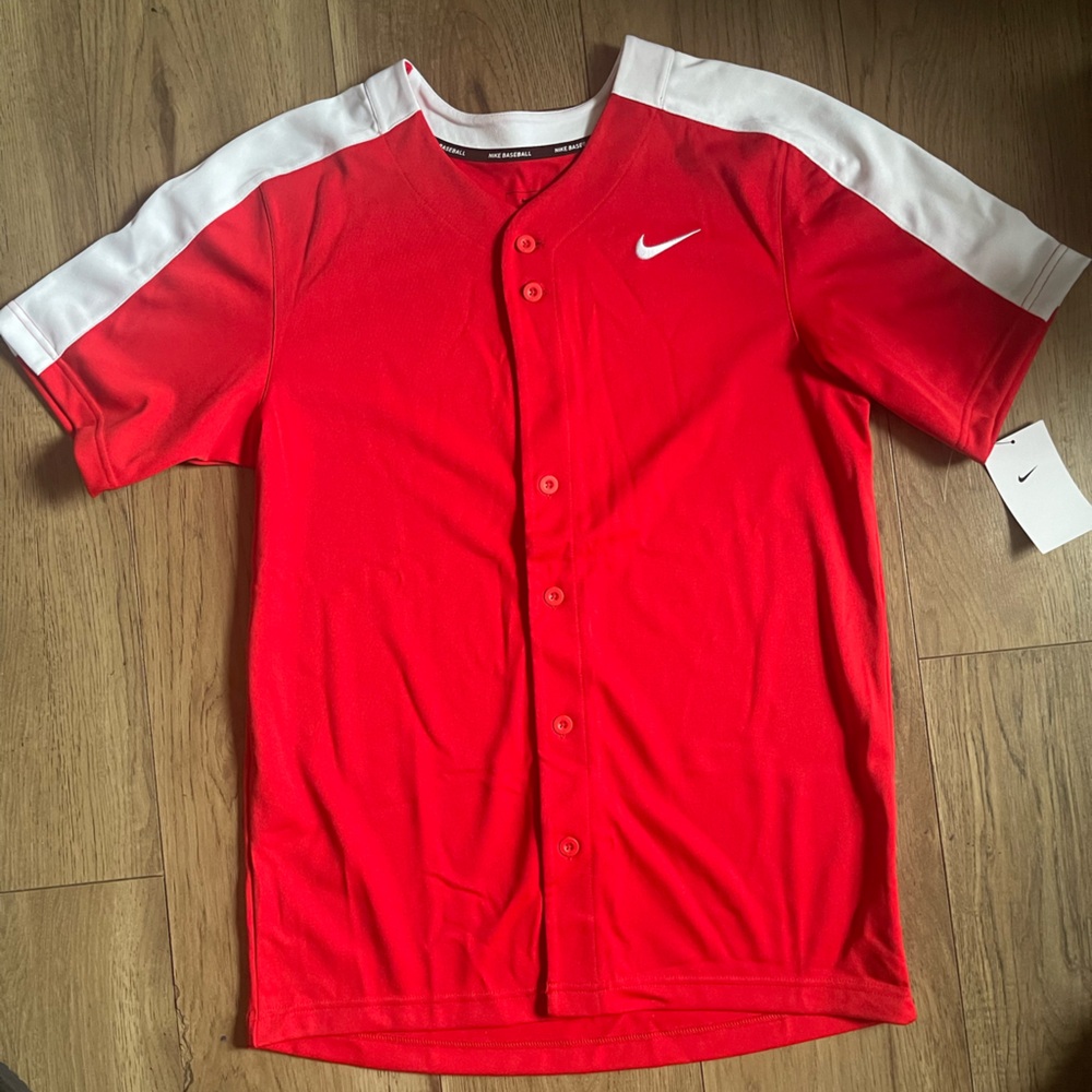Nike Red and White Men's team jersey